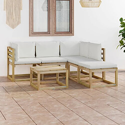 Maison Chic Salon de jardin 6 pcs + coussins - Mobilier/Meubles de jardin - Table et chaises d'extérieur crème -MN76784