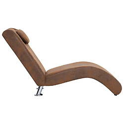 Avis vidaXL Chaise longue avec oreiller marron Similicuir daim