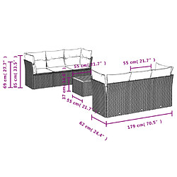 Avis vidaXL Salon de jardin avec coussins 7 pcs gris résine tressée