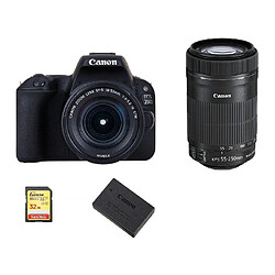 CANON EOS 200D Black KIT EF-S 18-55mm F4-5.6 IS STM + EF-S 55-250mm F4-5.6 IS STM (White Box) + 32G SD card + LP-E17 Battery