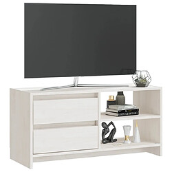 Avis vidaXL Meuble TV Blanc 80x31x39 cm Bois de pin massif