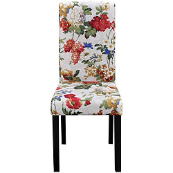 Avis Decoshop26 Lot de 4 chaises de salle à manger cuisine style rustique motif fleurs en tissu multicolore CDS021771