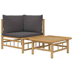 Maison Chic Salon de jardin 2 pcs avec coussins - Table et chaises d'extérieur - Mobilier/Meubles de jardin Moderne gris foncé bambou -MN93262