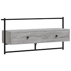 Maison Chic Meuble TV scandinave mural Banc TV suspendu pour salon - sonoma gris 100,5x30x51 cm bois d'ingénierie -MN25540