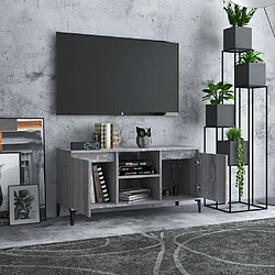 Avis Maison Chic Meuble TV scandinave avec pieds - Banc TV pour salon en métal Sonoma gris 103,5x35x50 cm -MN16073