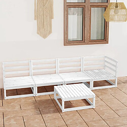 Maison Chic Salon de jardin 5 pcs - Table et chaises d'extérieur - Mobilier/Meubles de jardin Moderne Blanc Bois de pin massif -MN93661