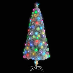 vidaXL Arbre de Noël artificiel pré-éclairé blanc 210 cm fibre optique