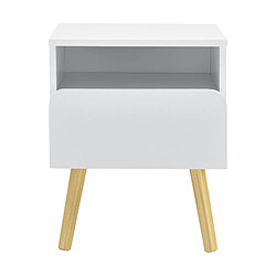 Helloshop26 Table de nuit design avec tiroir et meuble de rangement pieds 50 cm blanc pin 03_0006237