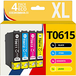 123CONSOMMABLES - T0615 - Cartouches compatible avec Epson T0615 T0611 T0612 T0613 T0614 pour Stylus D120, D78, D92, DX4000, DX8000, SX110, SX200