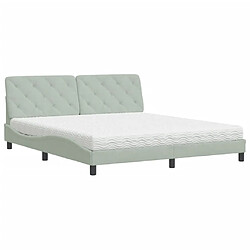 Vidaxl Lit avec matelas gris clair 180x200 cm velours 