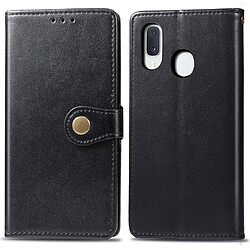 Wewoo Housse Coque Etui en cuir de couleur unie pour téléphone portable avec boucle de protection et lanièrecadre photo et fente carteporte-monnaie et support Galaxy A20e noir