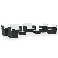 Maison Chic Salon de jardin 8 pcs + coussins - Mobilier/Meubles de jardin - Table et chaises d'extérieur Résine tressée Noir -MN32962