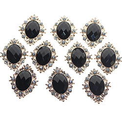 10pcs Strass Dos Plat Perles Bouton Scrapbooking Embellissement Noir