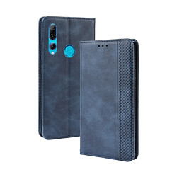 Wewoo Housse Coque Étui en cuir à boucle magnétique avec rétro pour Crazy Horse Texture horizontale HUAWEI Y9 PRIME 2019avec support et fentes cartes et cadre photo Bleu