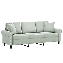 Avis Maison Chic Canapé 3 places avec oreillers,Sofa de Salon,Canapé droit gris clair 180 cm velours -GKD883071