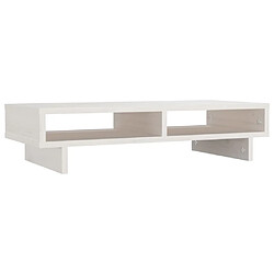 vidaXL Support de moniteur Blanc 60x27x14 cm Bois de pin solide