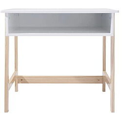 Pegane Bureau en MDF et pin coloris naturel et blanc - Dim : L 58 x l 52 x H 46 cm