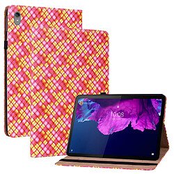 Etui en PU texture tissée multicolore avec support rose pour votre Lenovo Tab P11 TB-J606F/Xiaoxin Pad Plus 2011