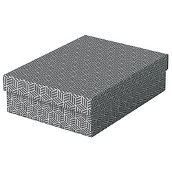 Esselte Pack de 3 Boîtes de Rangement Moyennes avec Couvercle 265x100x360mm - Carton 100% Recyclé et Recyclable - Design Gris avec Dessin