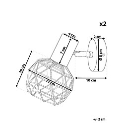 Avis Beliani Set de 2 lampes CHENAB Métal Cuivré