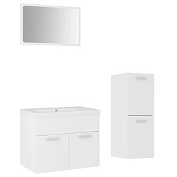 Maison Chic Ensemble de meubles de salle de bain,Armoire rangement Bain Blanc Aggloméré -MN52014