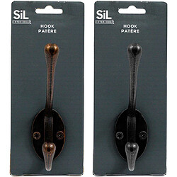 Sil Patère en métal 2 têtes Hooks (Lot de 2).