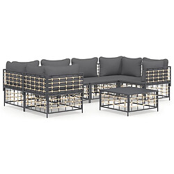 Maison Chic Salon de jardin 7 pcs + coussins - Mobilier/Meubles de jardin - Table et chaises d'extérieur anthracite résine tressée -MN60336