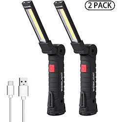 BESTA Lampe de Travail LED Lampe Torche Baladeuse LED Lampe Atelier LED Rechargeable Lampe d'Inspection Lampe de Poche Base Magnétique 5 Modes pour Lampe Garage, Camping, d'urgence Petit,2 Pièces