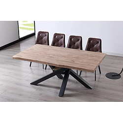 Pegane Table à manger rectangulaire en bois de chêne miel avec pieds en métal noir - Longueur 180 x Profondeur 100 x Hauteur 76 cm