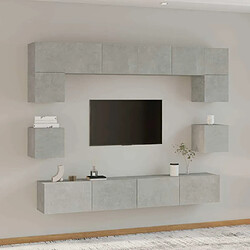 Maison Chic Ensemble de meubles TV 8 pcs | Banc TV Moderne pour salon | Meuble de Rangement - Gris béton Bois d'ingénierie -MN98599