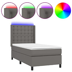 vidaXL Sommier à lattes de lit matelas LED Gris 100x200 cm Similicuir