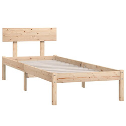 Avis Maison Chic Lit adulte - Lit simple Cadre de lit,Structure du lit Contemporain Bois de pin massif 90x200 cm -MN88412