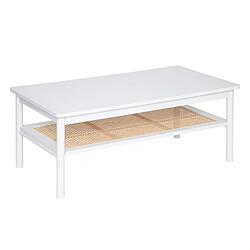 Pegane Table basse, table de salon en bois coloris blanc, naturel - Longueur 109,8 x Profondeur 60 x Hauteur 45,5 cm