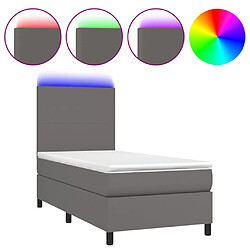 vidaXL Sommier à lattes de lit avec matelas et LED Gris 80x200 cm