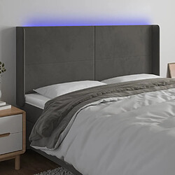 vidaXL Tête de lit à LED Gris foncé 183x16x118/128 cm Velours