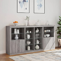 Acheter Maison Chic Commode Buffet - Meuble de rangement avec lumières LED sonoma gris 202x37x100 cm -GKD91525