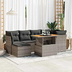 vidaXL Salon de jardin avec coussins 7 pcs gris résine tressée