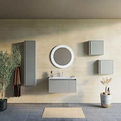 Kiamami Valentina ARMOIRE DE TOILETTE 80CM BEIGE SABLE AVEC MIROIR ROND ÉCLAIRÉ PAR LED | MONACO pas cher