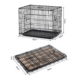 Avis Pawhut Cage de transport pliante pour chien poignée, plateau amovible, coussin fourni 76 x 53 x 57 cm noir