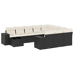 Maison Chic Salon de jardin 11 pcs avec coussins, Ensemble Tables et chaises d'extérieur noir résine tressée -GKD736006