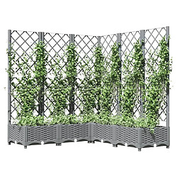 Avis Maison Chic Jardinière,Bac à fleurs avec treillis - pot de fleur Gris clair 120x120x121,5 cm PP -GKD44149