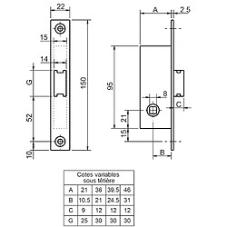 Serrure 1 point coffre 20/21 D - METALUX - F120211000