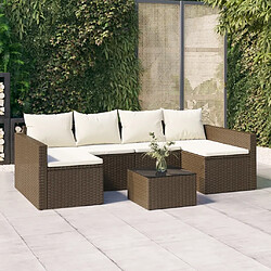 Maison Chic Salon de jardin 2 pcs avec coussins - Table et chaises d'extérieur - Mobilier/Meubles de jardin Moderne Marron Résine tressée -MN96045