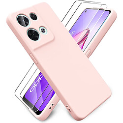 Coque Silicone Couleur Rose + 2 Verres Trempes Pour Oppo Reno 8 5G Little Boutik®