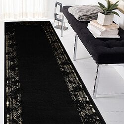 RUGSX Tapis, le tapis de couloir GLOSS moderne 408C 86 Cadre élégant, glamour, art deco noir or 70x200 cm pas cher