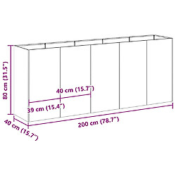 vidaXL Jardinière 200x40x80 cm acier inoxydable pas cher