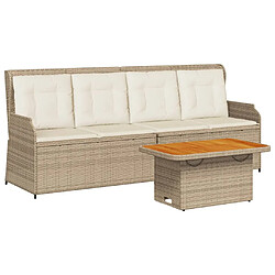 vidaXL Salon de jardin avec coussins 3 pcs beige résine tressée