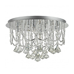 Searchlight Plafonnier Mela, en chrome et cristal, 6 ampoules