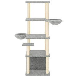 Helloshop26 Arbre à chat meuble tour grimper jouet grattage grattoir escalade plateforme avec griffoirs en sisal clair 147 cm gris 02_0022571