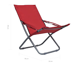 vidaXL Chaises pliables de plage lot de 2 Tissu Rouge pas cher